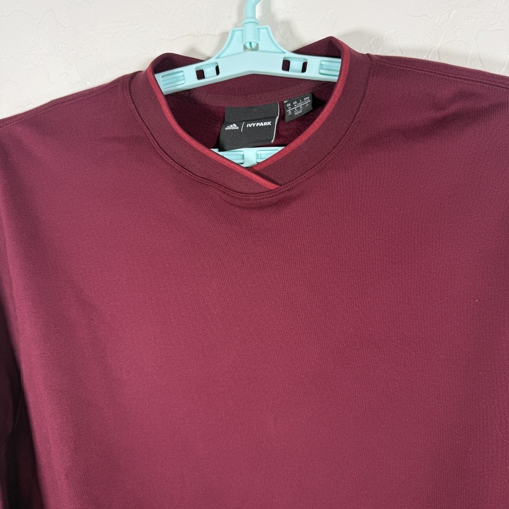 Adidas Ivy Park Sweatshirt Mens Medium Red‎ Pullover Fleece 3 Stripe - Picture 2 of 10